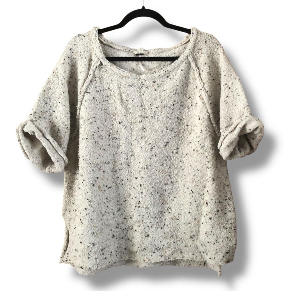 Free People Marsala Oversized Tweed Short Sleeve Wool Blend Sweater Size Small